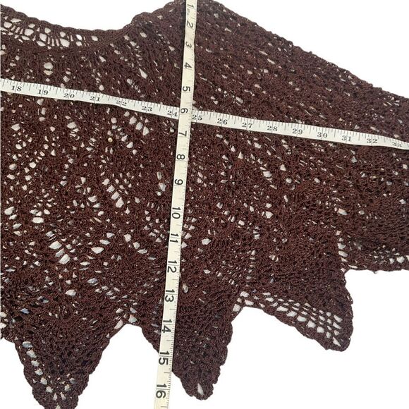 Women’s One Size Handmade Crochet Knit Poncho Cover Up Top Open Sweater - Picture 8 of 12